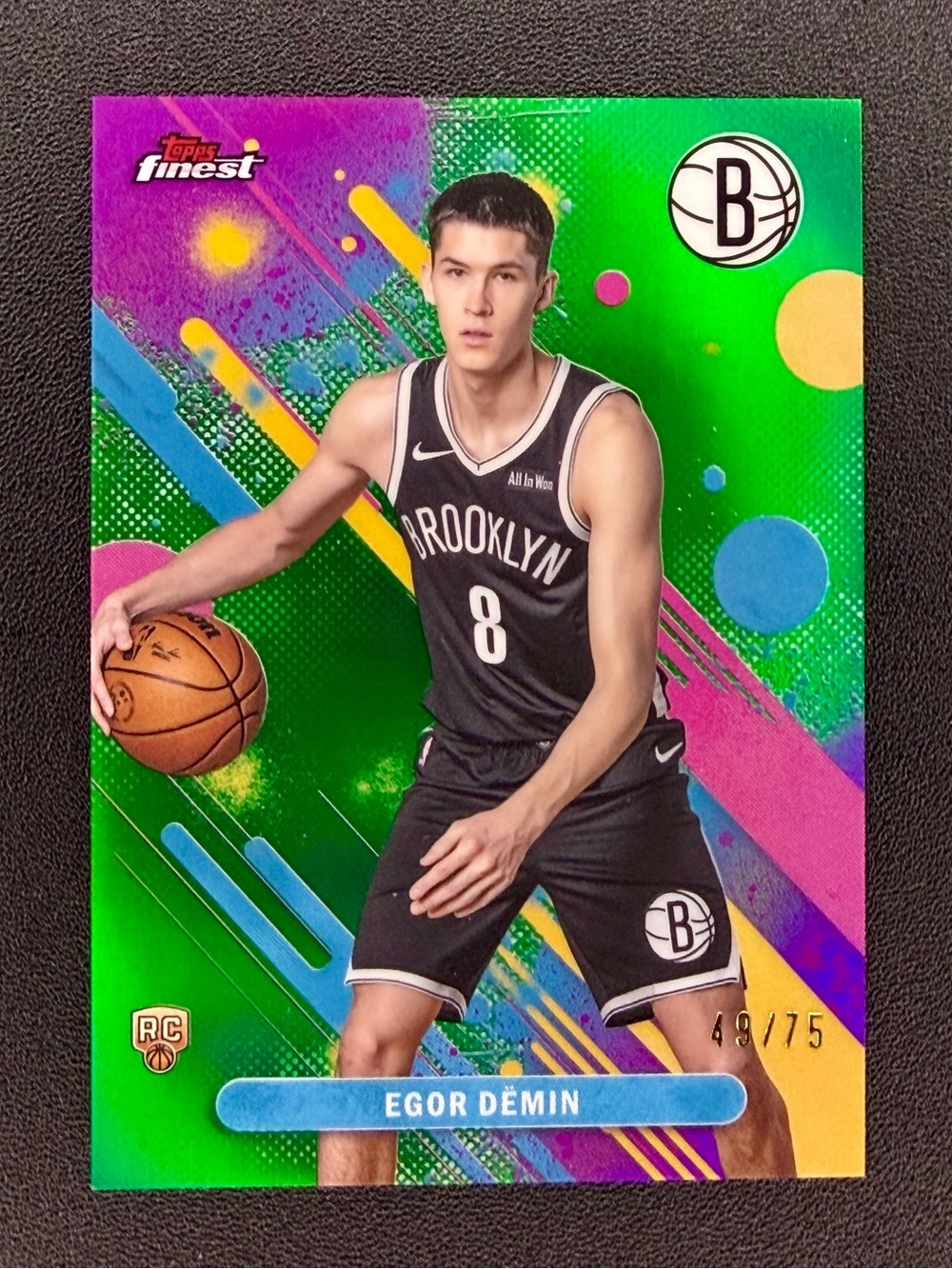 2025-26 Topps Finest Egor Demin RC True Green Chrome Refractor Rookie /75 Nets